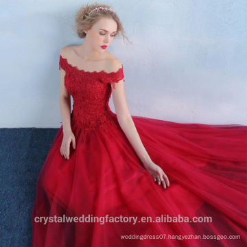 Alibaba Elegant Long New Designer Red Color Beach Tulle and Lace Evening Dresses Or Bridesmaid Dress Heavy Beaded LE38